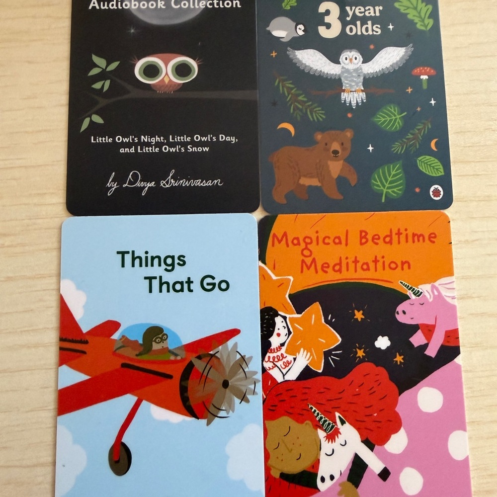 Yoto bedtime cards (little owl, magical bedtime meditation, 3 year old stories)